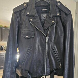 Genuine leather motorcycle jacket